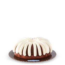 Bundt cake with signature frosting, chocolate chip flavor