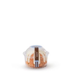 Personal size Confetti bundt cake, packaged in a plastic container. 