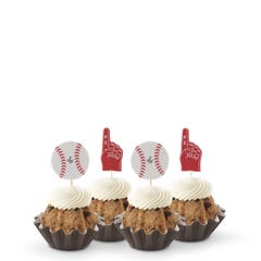 Oreo Cookies & Cream Bundtinis with foam #1 finger and baseball toppers