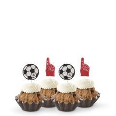 Oreo Cookies & Cream Bundtinis with foam #1 finger and soccer toppers