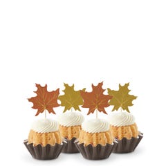 Dozen Strawberries & Cream Bundtinis with orange and yellow fall leaves colors