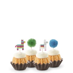 Dozen Strawberries & Cream Bundtinis with pinatas and pom poms toppers