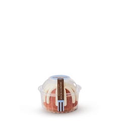 Personal size Strawberries & Cream bundt cake, packaged in a plastic container. 