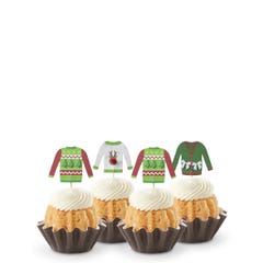 Dozen Strawberries & Cream Bundtinis with ugly sweaters toppers