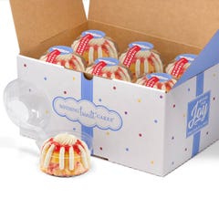 12 individually packaged Strawberry Cheesecake Swirl bundtlets crowned with our signature cream cheese frosting.
