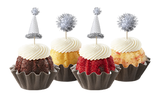 Silver Sparkle Hats and Poms (Includes 12)